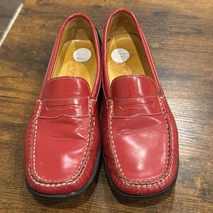 Red Italian Leather Loafers Driving Shoes 37  Free Way